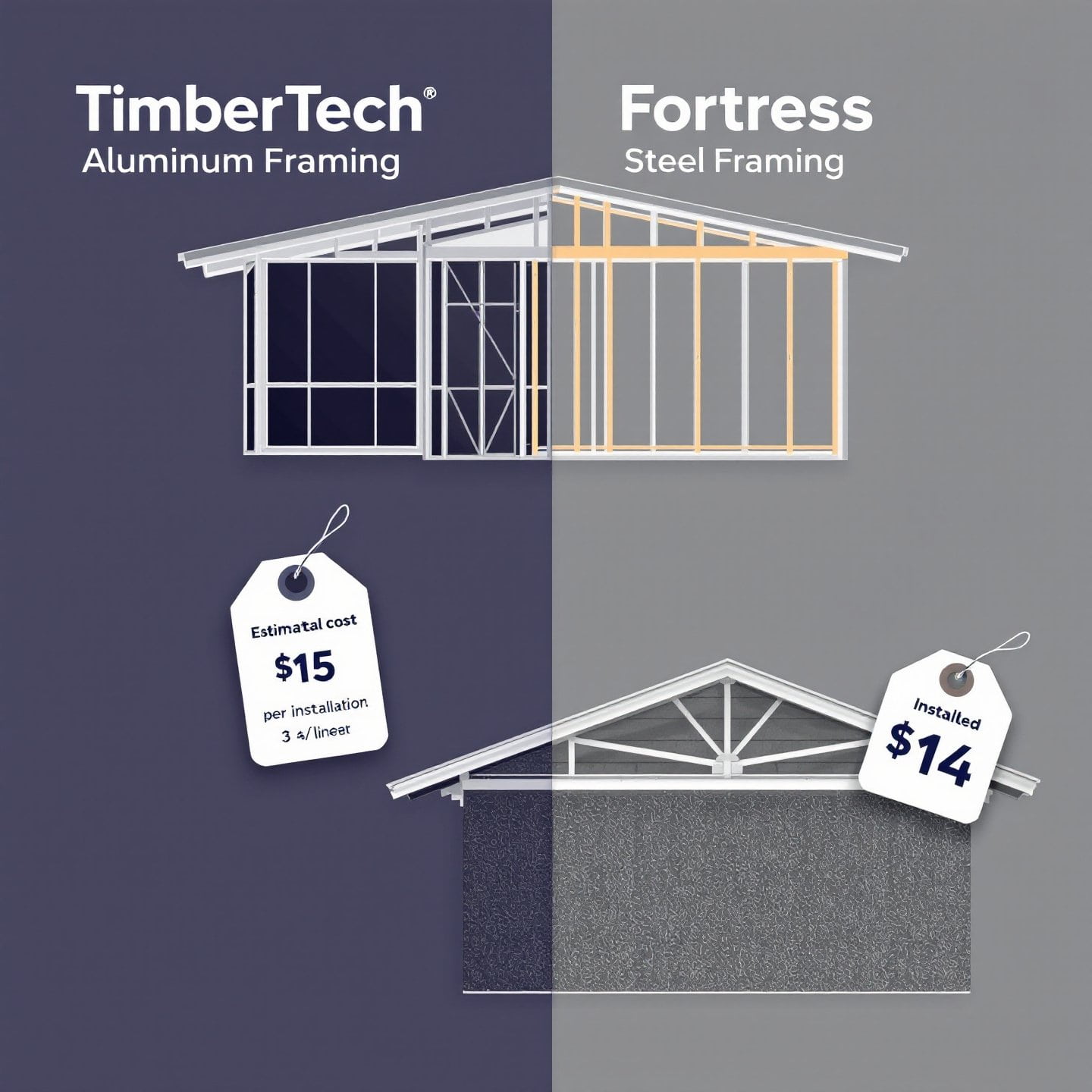 comparison of timbertech and fortress framing systems focusing on cost and installation differences